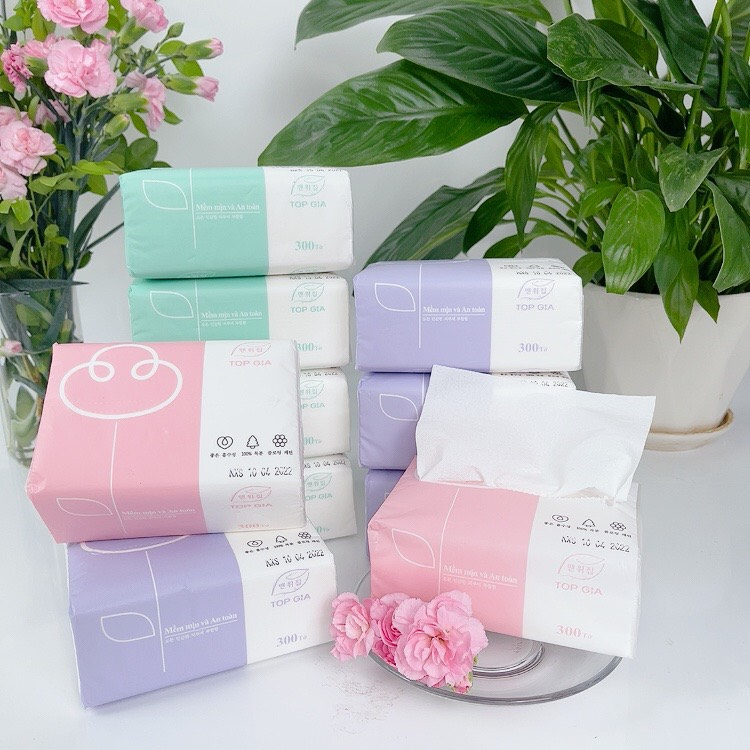 Combo 3 gói giấy ăn gấu trúc Topgia  4 lớp