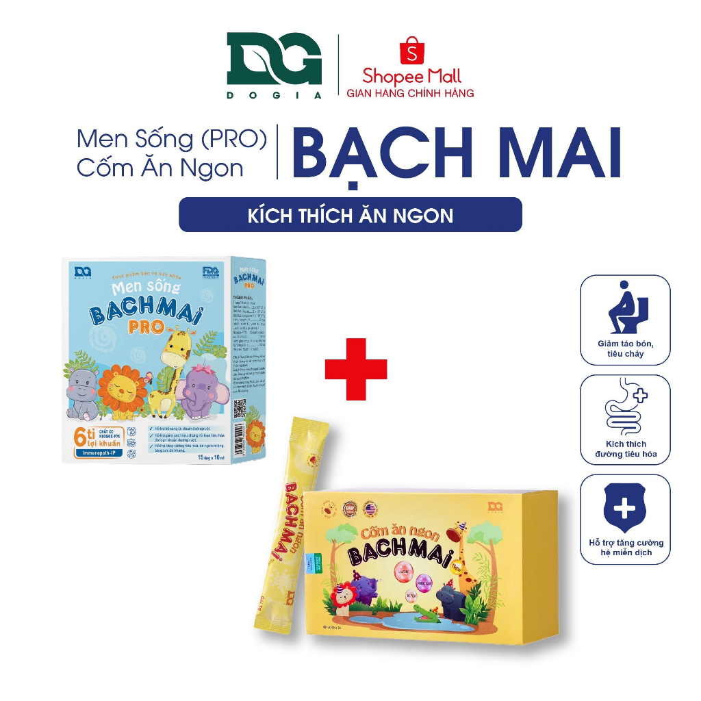 Combo men sống Bạch Mai Pro và cốm ăn ngon Bạch Mai Đỗ Gia tăng sức đề kháng cho bé