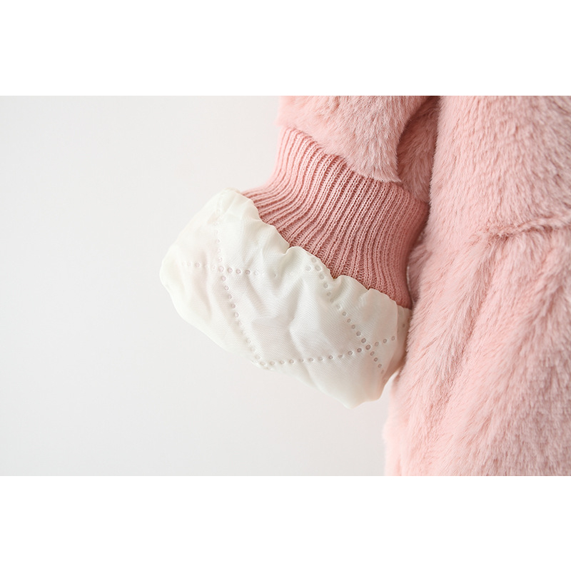 Áo khoác lông lót nỉ cho bé gái kèm túi 2023