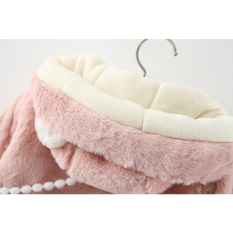 Áo khoác lông lót nỉ cho bé gái kèm túi 2023