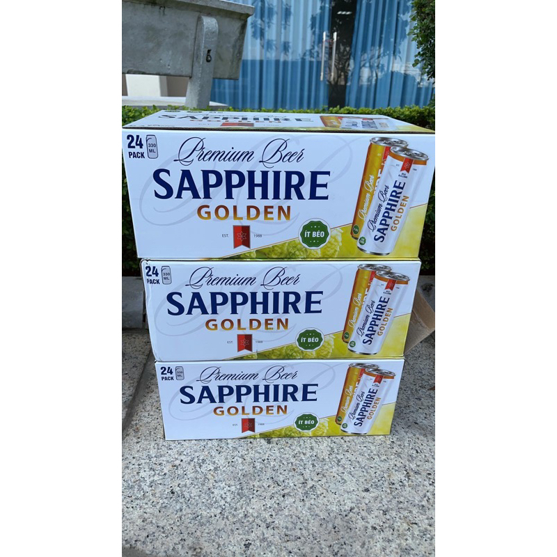 Thùng Bia Lon Hạ Long Sapphire Golden 24 Lon Cao 330ml