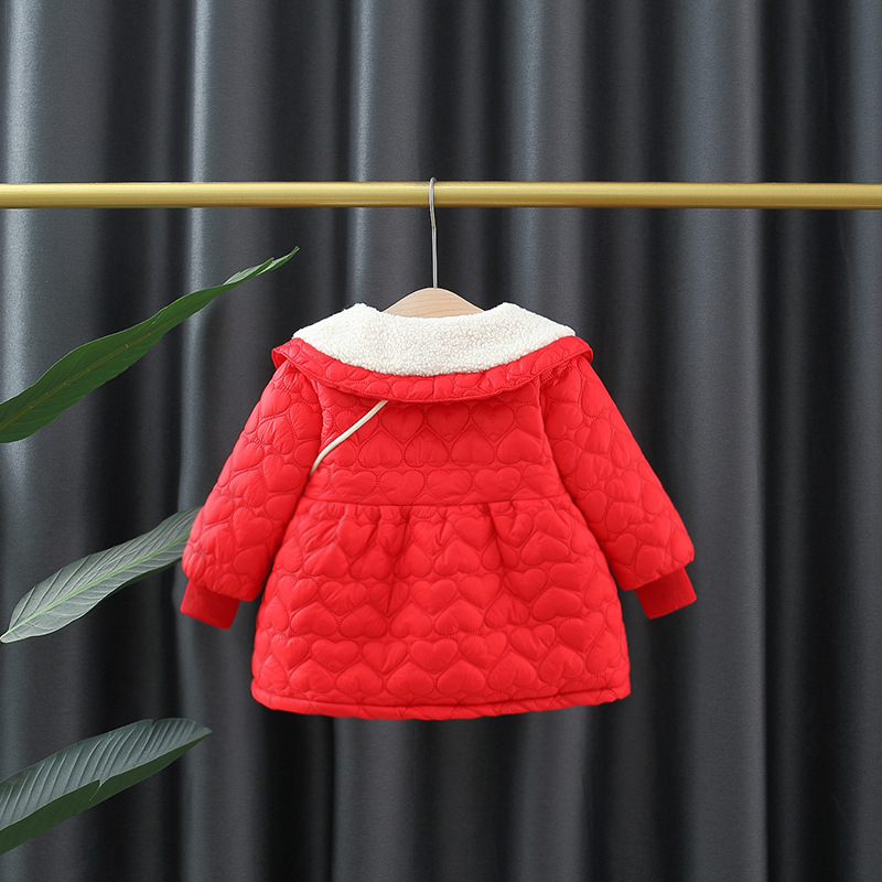 Áo khoác trần bông kèm túi siêu xinh cho bé gái 2023