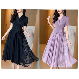( HÀNG NHẬP BIGSIZE 50kg – 75kg ) VÁY ĐẦM LIỀN DẬP LY DÁNG XÒE, CỔ ÁO VEST– PHONG CÁCH THANH LỊCH SANG CHẢNH
