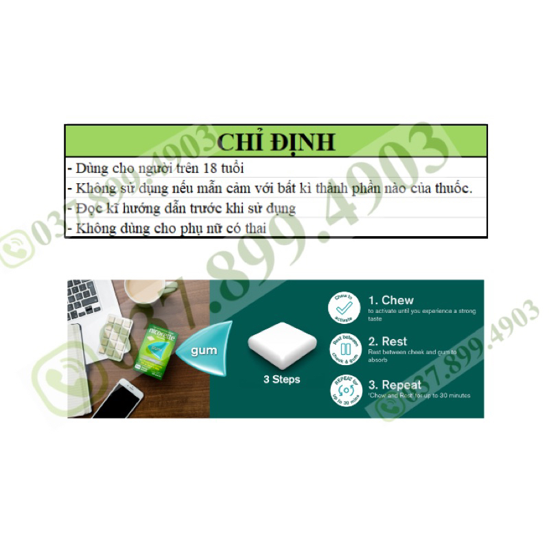 KẸO CAI THUỐ.C LÁ NICORETTE GUM 4MG -2MG CÁC LOẠI