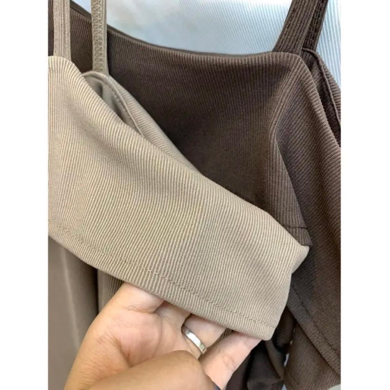 Áo dây rớt vai rút dây hông áo kiểu xinh xắn chất cotton zip