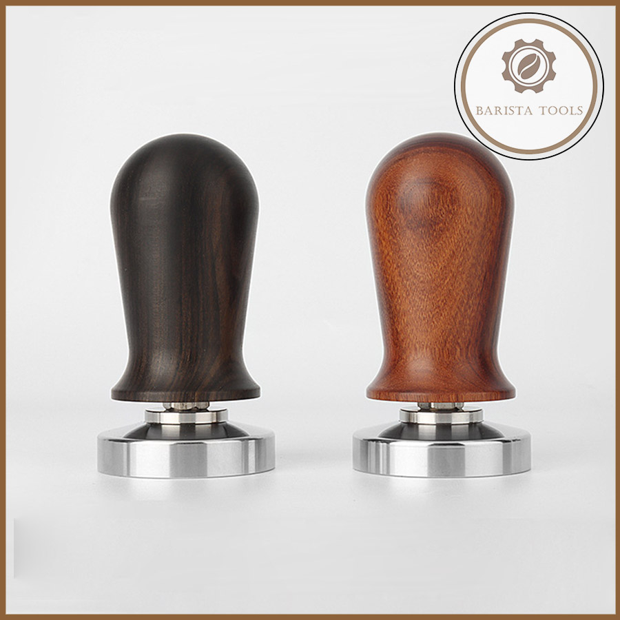 Tamper nén cà phê lò xo trợ lực size 51, 53 và 58mm( cán gỗ ) | Dụng cụ barista