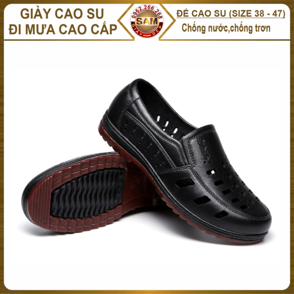 Giày cao su đi mưa vân da cao cấp