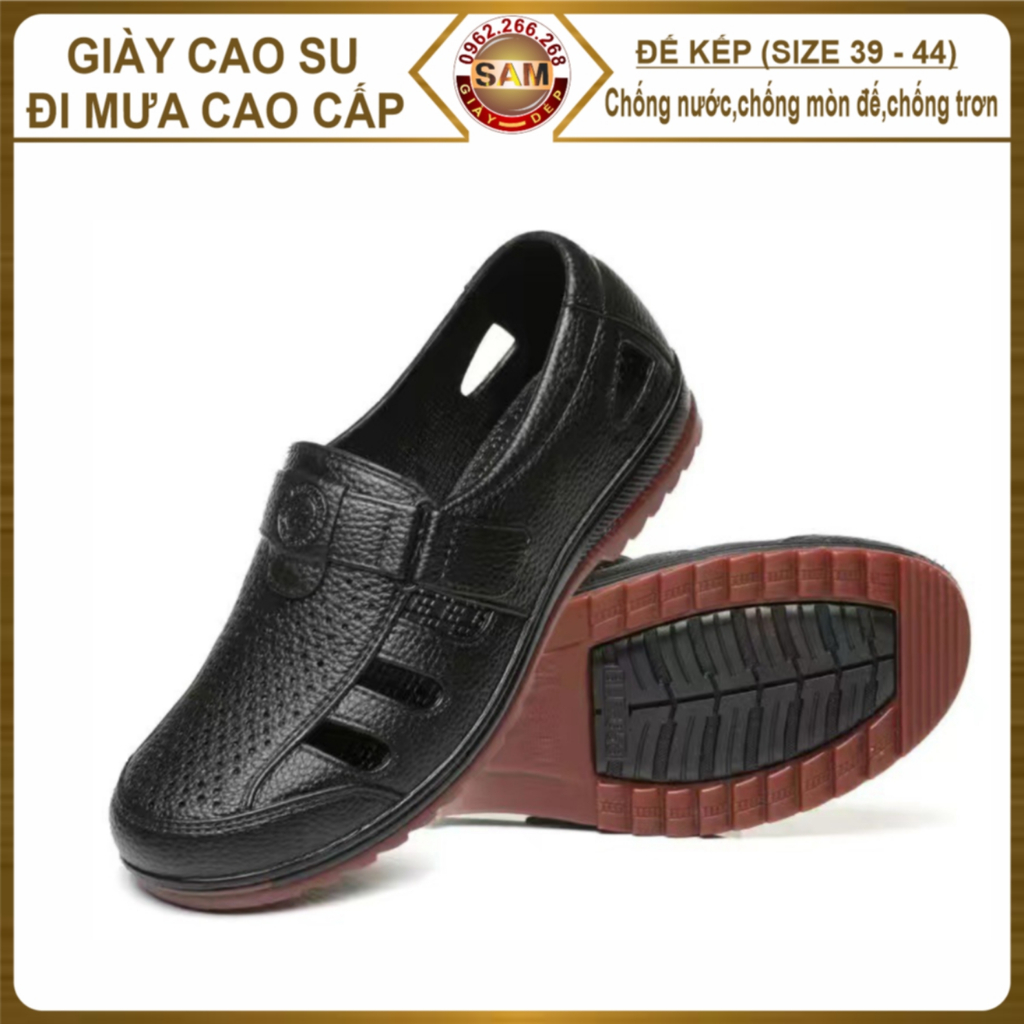 Giày cao su đi mưa giả da cao cấp chống trơn