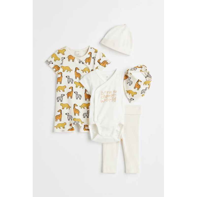 Set body sơ sinh 5ct cho bé H&M sz 4/6M