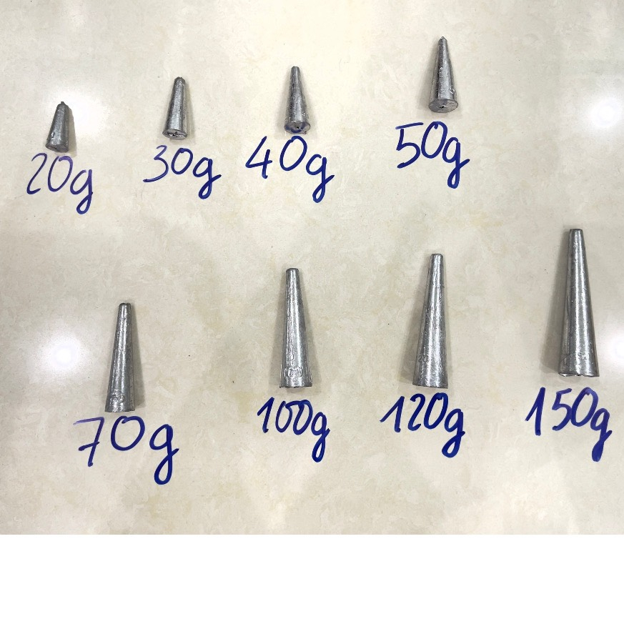 Chì câu cá xuyên tâm câu sông 20g - 30g - 40g - 50g - 70g - 100g - 120g - 150g - 200g Hàng Mới.