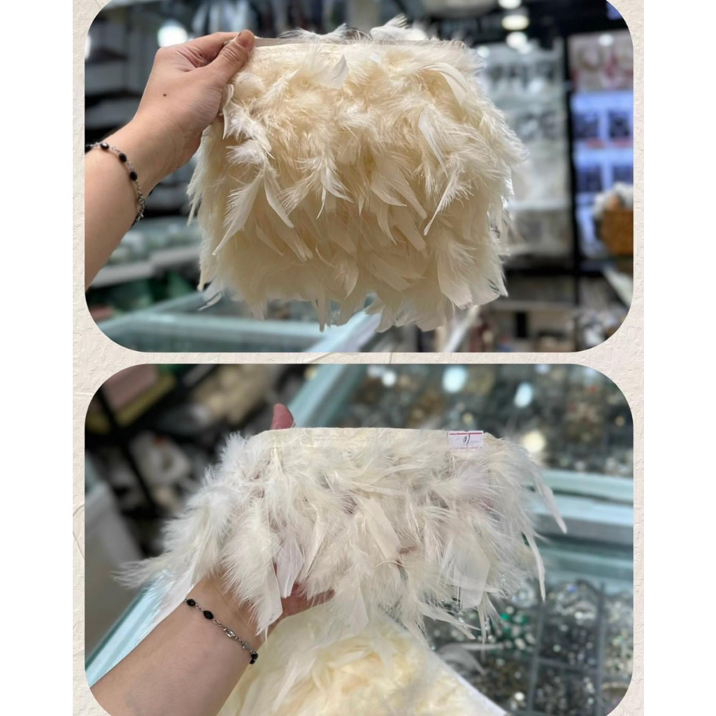 Lông vũ Thổ nhĩ kỳ tự nhiên dây ruy băng nhiều màu loại 10-15cm trang trí váy cưới trang phục thời trang