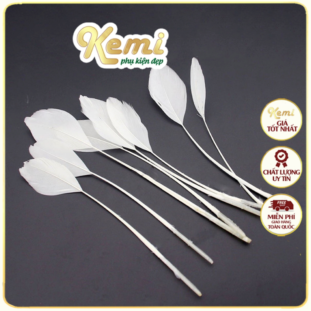 Lông vũ cánh trắng tước cuống (gói 10 chiếc) đính váy áo phụ liệu thời trang handmade