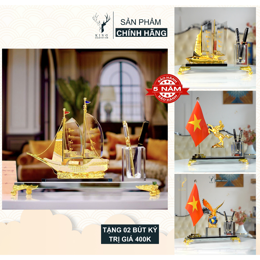 Ống Cắm Bút, Hộp Đựng Bút Doanh Nhân Chất Liệu Đồng Mạ Vàng 24K và Pha Lê Cao Cấp, Hộp Bút Để Bàn Làm Việc