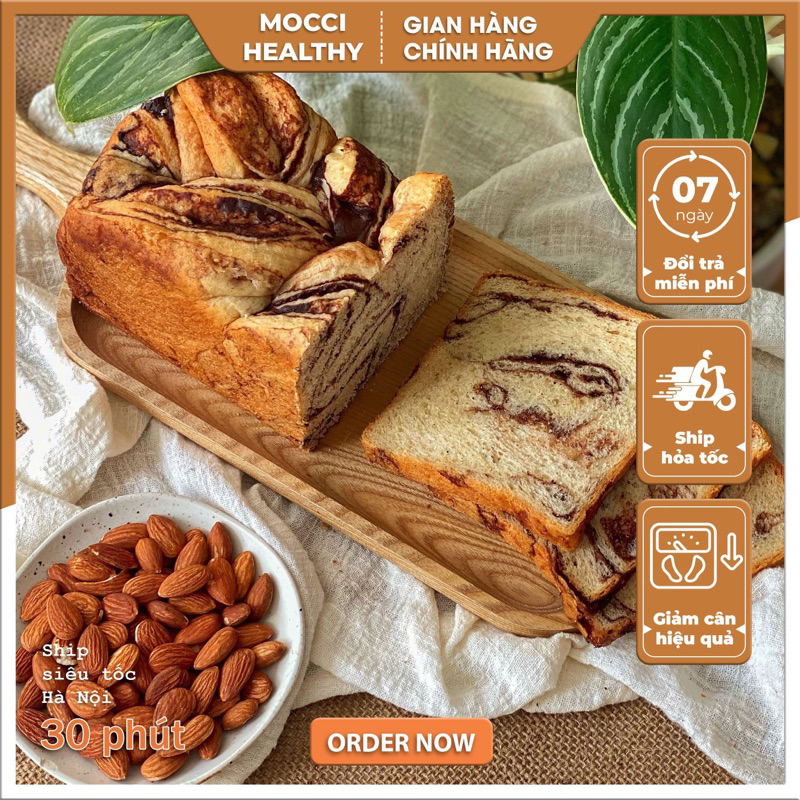 Bánh Mì Nguyên Cám Canxi Socola - For Eatclean, DAS, Lowcarb & Tiểu đường