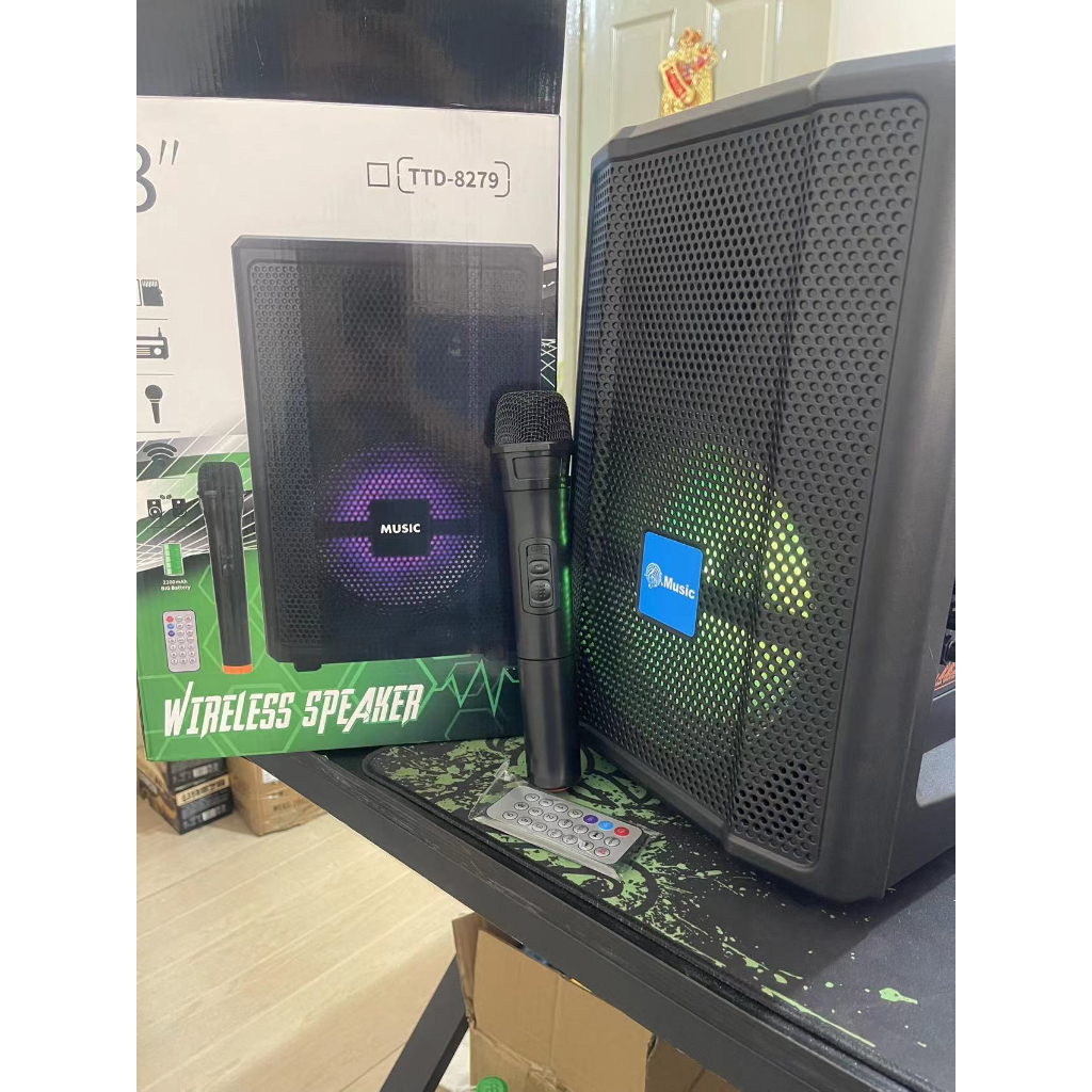 LOA BLUETOOTH KARAOKE 2 TẤC TTD-8279 KÈM 1 MICRO KHÔNG DÂY