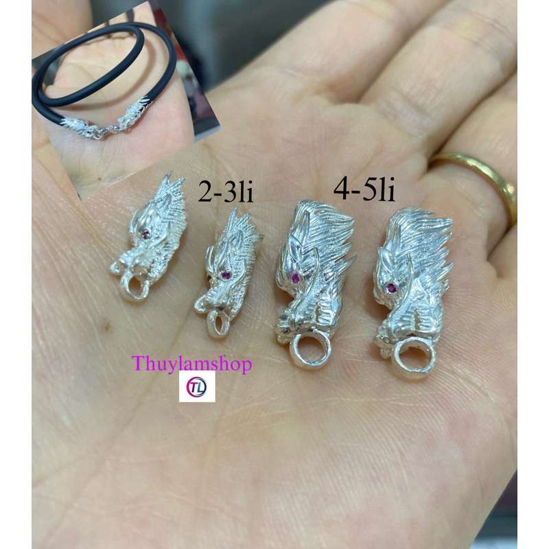 Charm đầu rồng bạc s925(1charm) bọc đầu nối dây làm khoá vòng