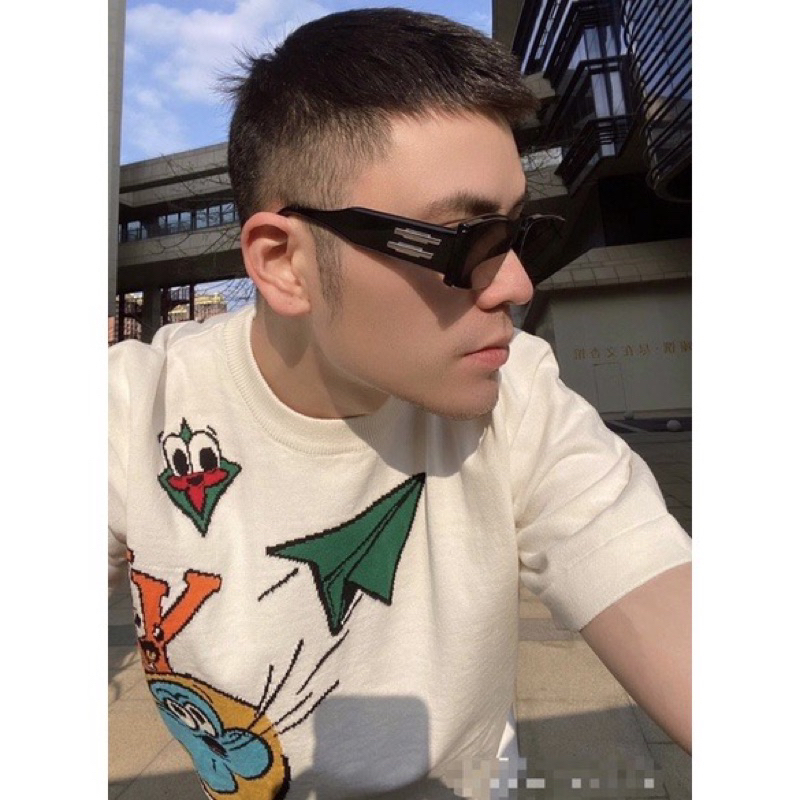 Áo phông len - Louis Vuitton - LV Monogram Comics Intarsia Tee Short knit máy bay hoạt hình NewSS2023