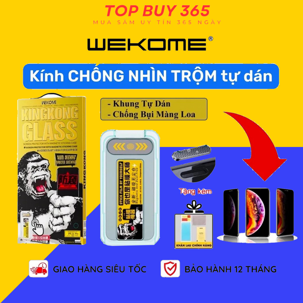 Cường Lực Kingkong Iphone Có Khung Dán Tự Động Chống Vân Tay Bảo Vệ Màn Hình Dùng Cho 11 12 13 14 Pro Max