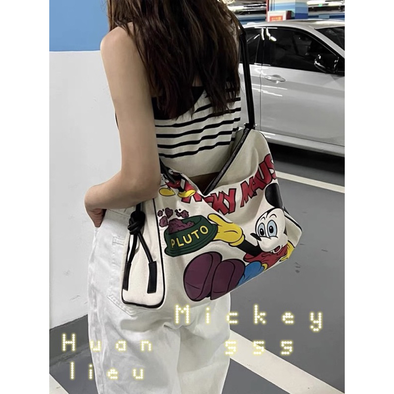 Túi Xách Nữ Túi Vải Mickey Siêu To 41x28x14cm Đi Du Lịch Siêu Đẹp