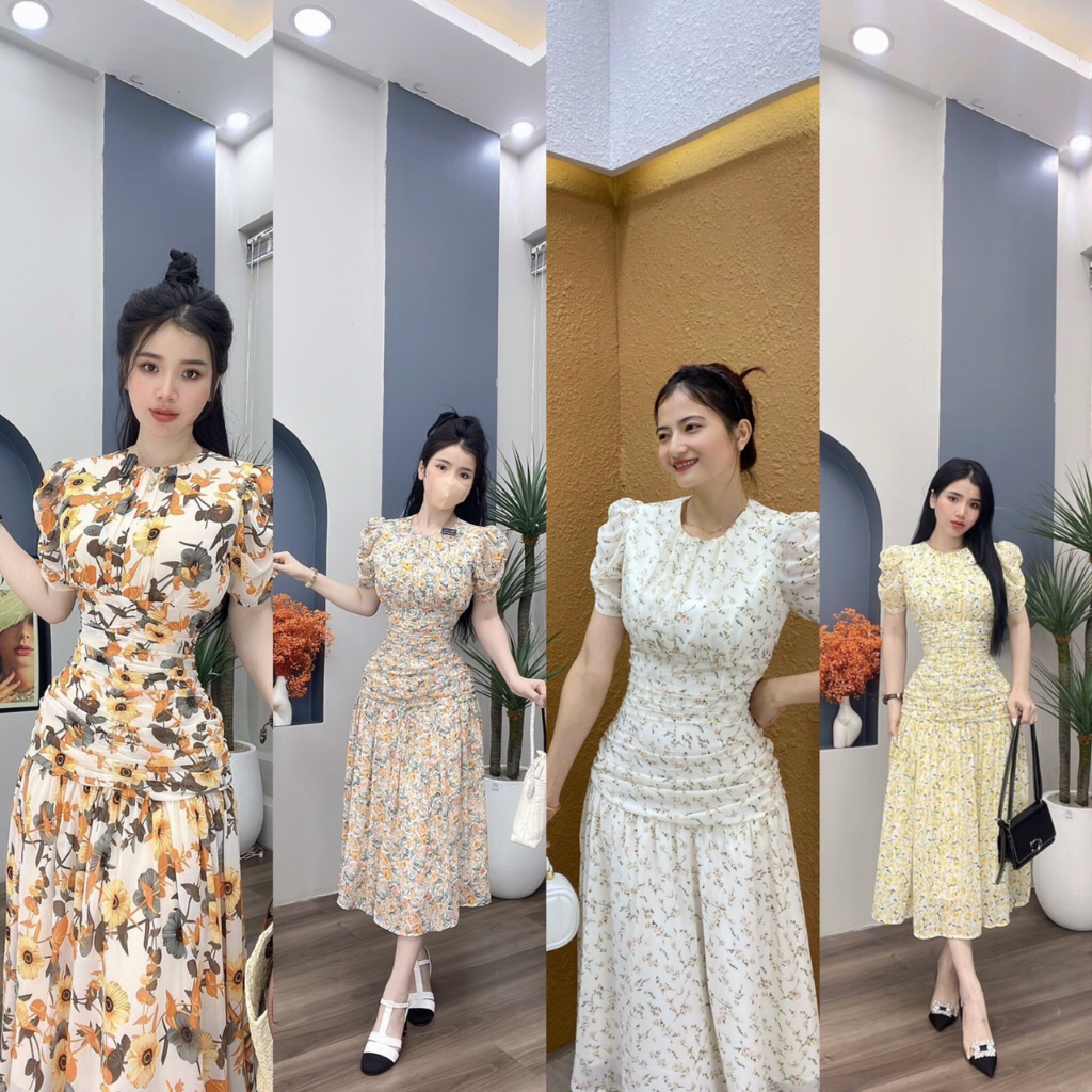 ĐẦM HOA NHÍ SANG CHẢNH NHÚN EO CHE KHUYẾT ĐIỂM- SHOP LINH TRANG