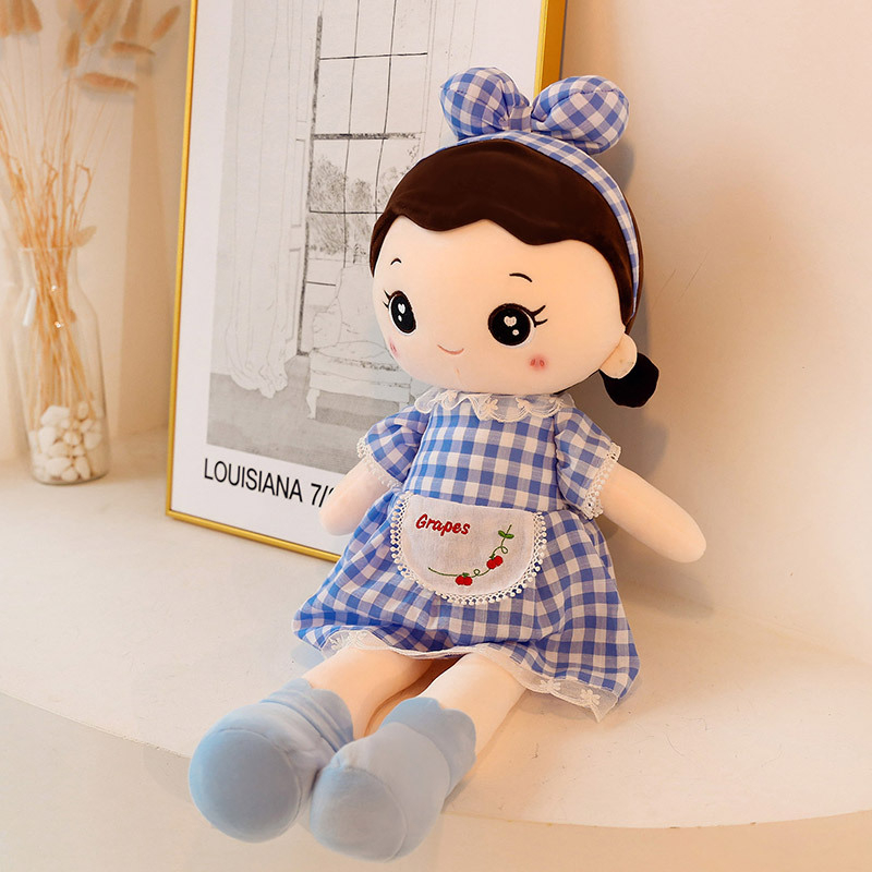 Búp Bê Gấu Bông Thú Nhồi Bông Cao Cấp - Búp Bê Áo Kẻ Đeo Nơ Hàng Cao Cấp