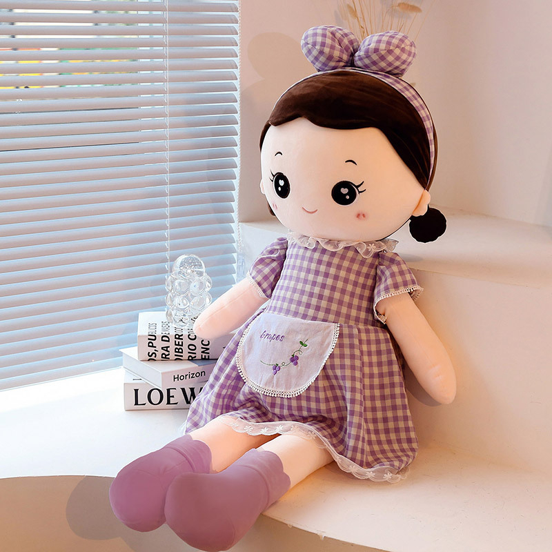 Búp Bê Gấu Bông Thú Nhồi Bông Cao Cấp - Búp Bê Áo Kẻ Đeo Nơ Hàng Cao Cấp