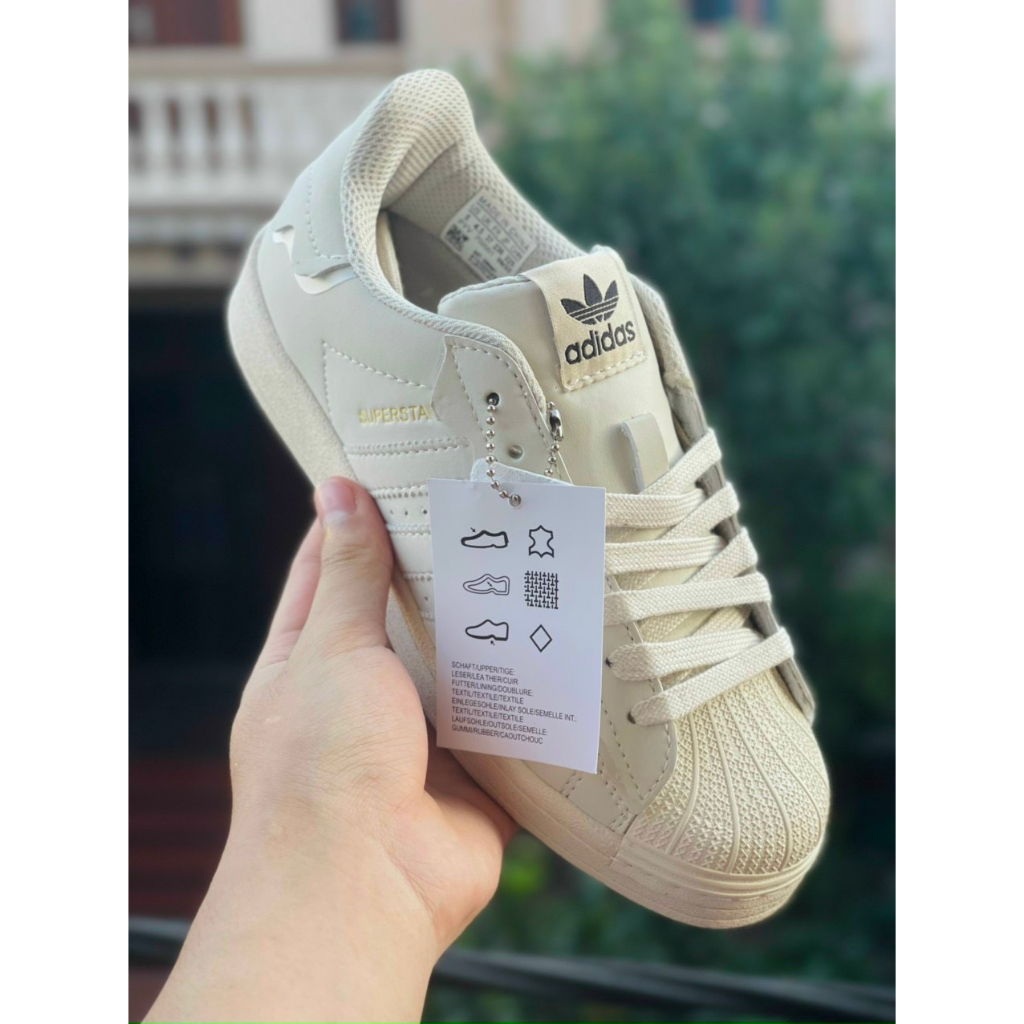 Giày_Adidas_ Superstar, Giày Thể Thao Mũi Sò Đầy Đủ 3 Màu Kem, Trắng, Hồng Bản Cao Cấp Full Bill Box