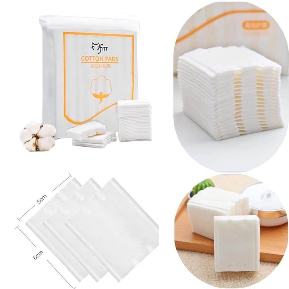 Bông tẩy trang Cotton Pads, Bông tẩy trang 3 lớp làm hoàn toàn từ cotton, 1 túi dip gồm 222 miếng