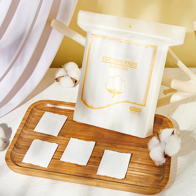 Bông tẩy trang Cotton Pads, Bông tẩy trang 3 lớp làm hoàn toàn từ cotton, 1 túi dip gồm 222 miếng