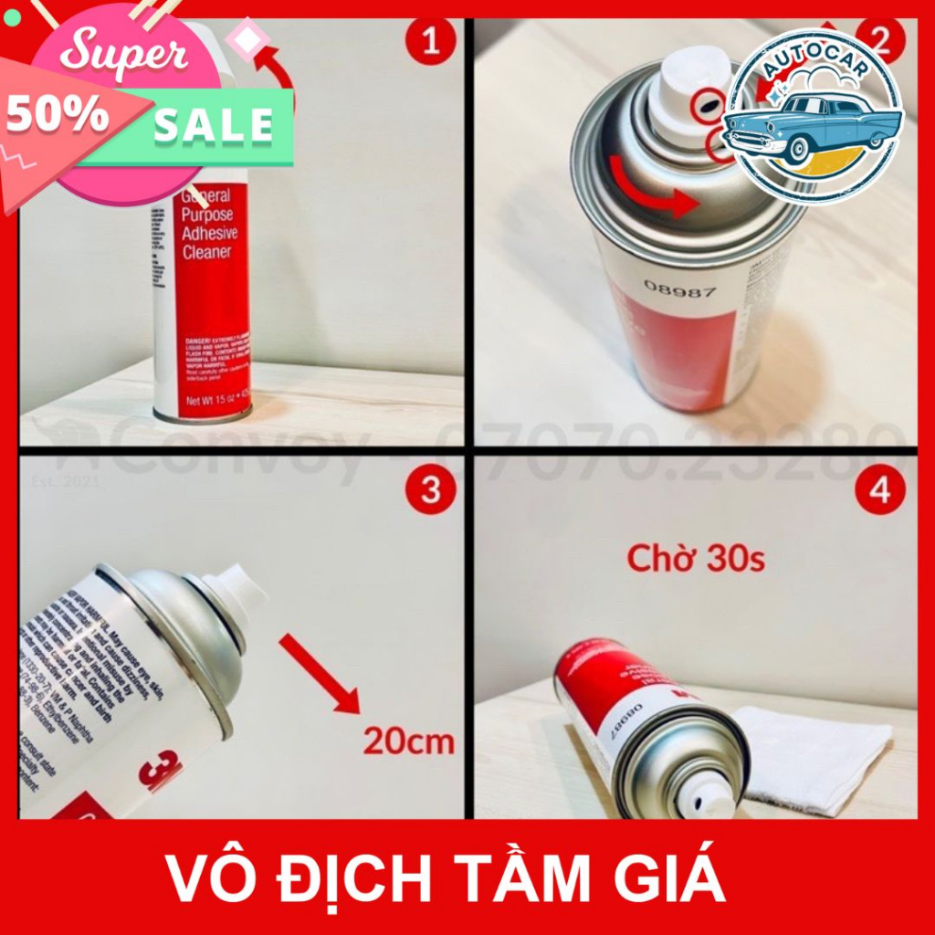 Dung dịch tẩy nhựa đường tẩy keo 3M General Purpose Adhesive Cleaner 08987 chính hãng