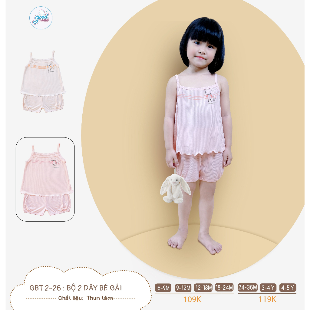 Bộ 2 dây len tăm cho bé gái Goodmama GBT2-26