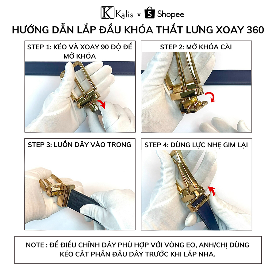 Dây Lưng 2 Mặt Xoay 360 Cao Cấp Hàng Hiệu KALIS BCSS243 Dây Nịt Thắt Lưng Da Bò Thật Nam Full Hộp Có Bảo Hành