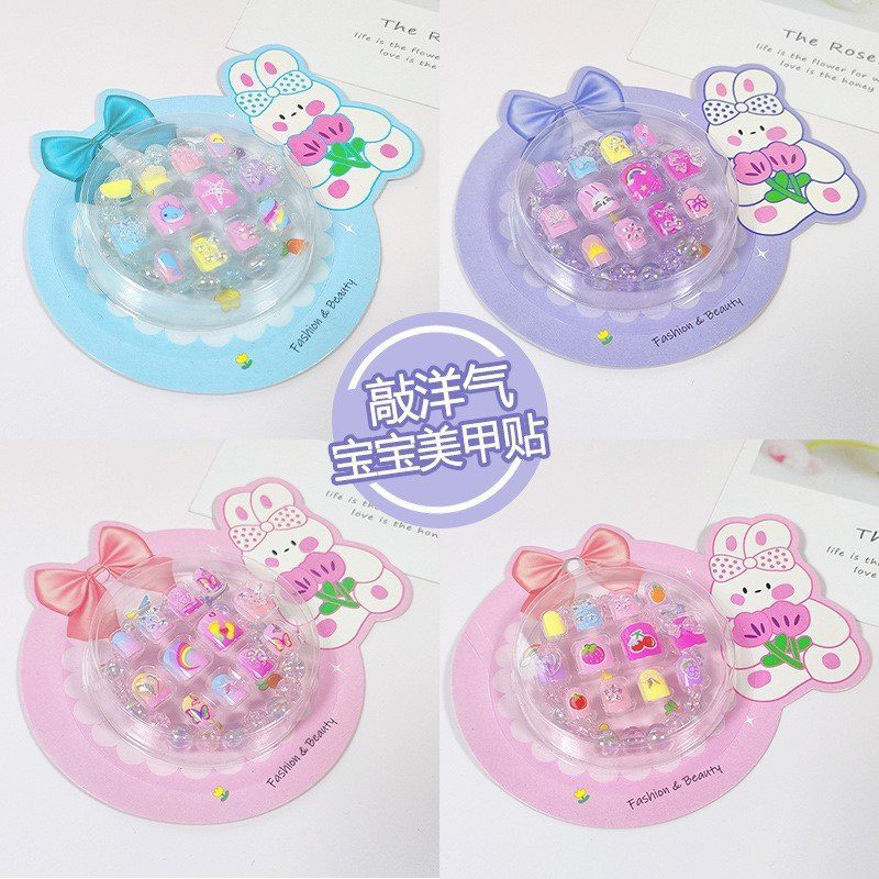 Set 12 Móng Tay Giả Kèm Vòng Tay Cho bé gái