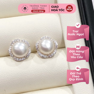 Bông Tai Bạc S925 Đính Hạt Ngọc Trai 8ly Hoa Tai Thời Trang, Thanh Lịch - Ngọc Trai Trường Thịnh