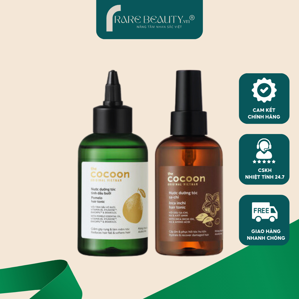 Combo Nước Dưỡng Tóc Cocoon Tinh Dầu Bưởi & Dưỡng Tóc Sa-Chi Pomelo Hair Tonic 140ml + Inca Inchi Ha