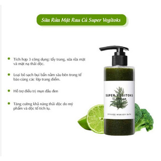 Sữa Rửa Mặt Rau Củ Thải Độc Super Vegitoks Cleanser Hàn Quốc 300ml