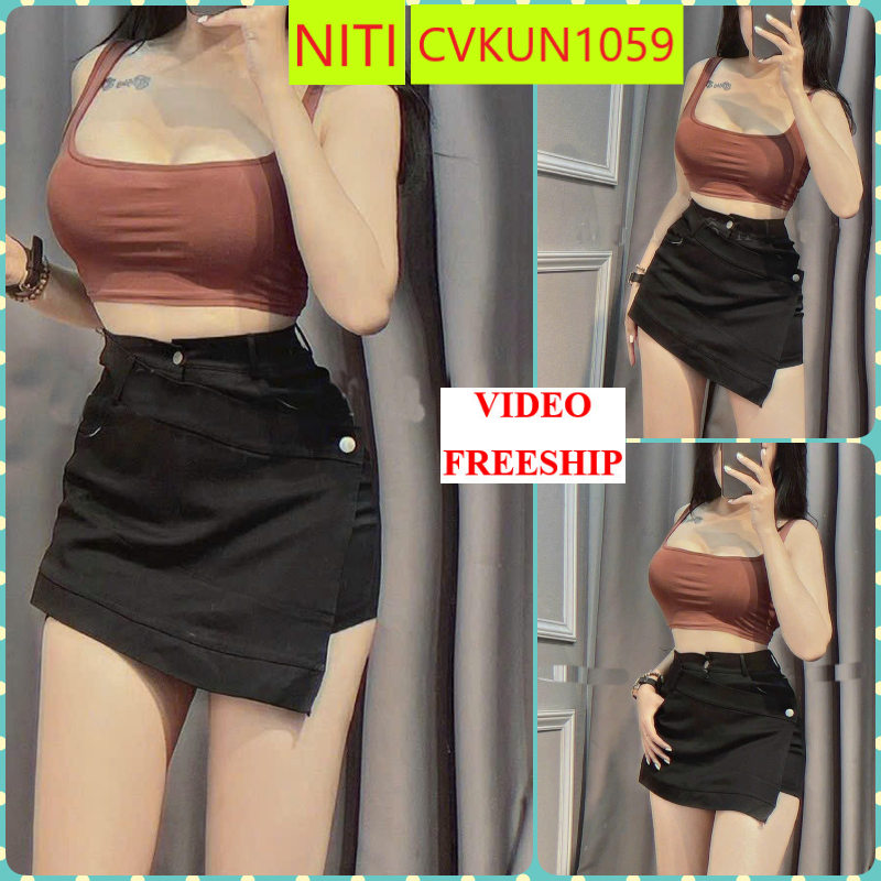 CHÂN VÁY KAKI NỮ LƯNG CAO ĐẮP BẢN CHÉO LƯNG MÀU ĐEN KÈM LÓT SIÊU HOT HIT CỰC THỜI TRANG