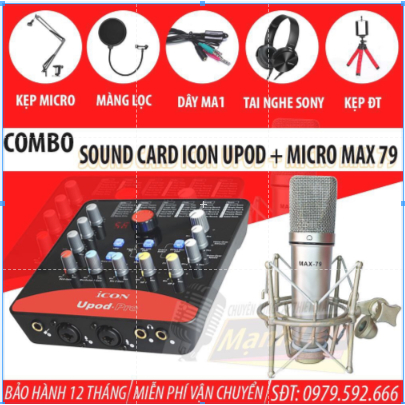Combo chuyên thu âm livestream karaoke tiktok idol bigo bán hàng onl sound card Icon Upod Pro và Mic