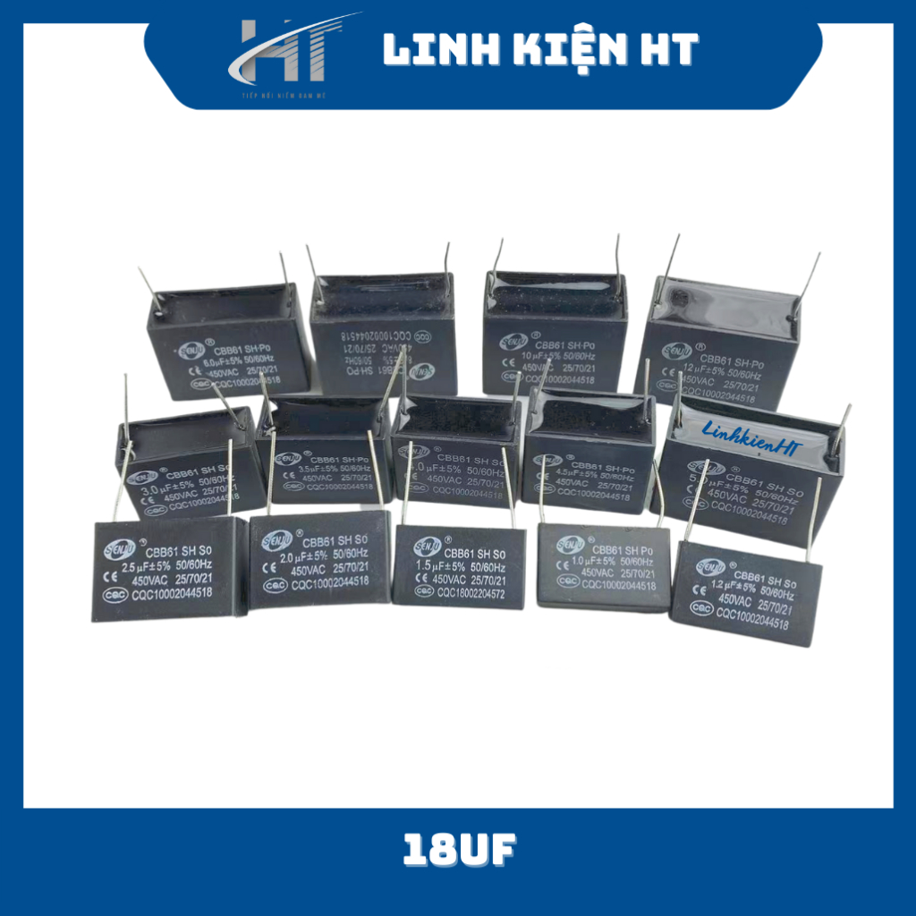 Tụ quạt 1uF-10uF 450VAC chân hàn mạch SENJU CBB61 - Linh kiện HT