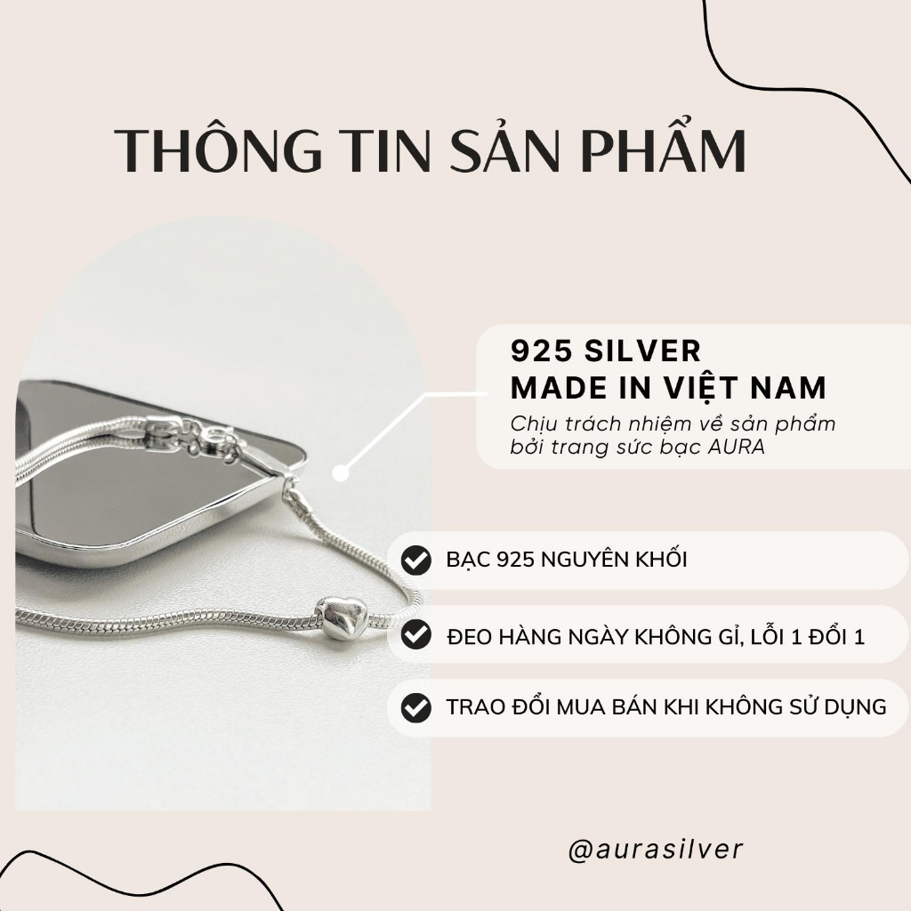 Vòng tay bạc 925 Lắc tay Charlie-Aura Silver-LT27