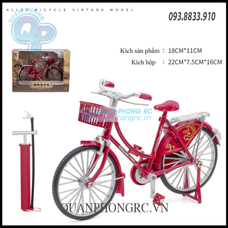 Xe Đạp Xưa Bản Nữ Có Rổ Trước Tỉ Lệ 1:10 (Tặng ống bơm)