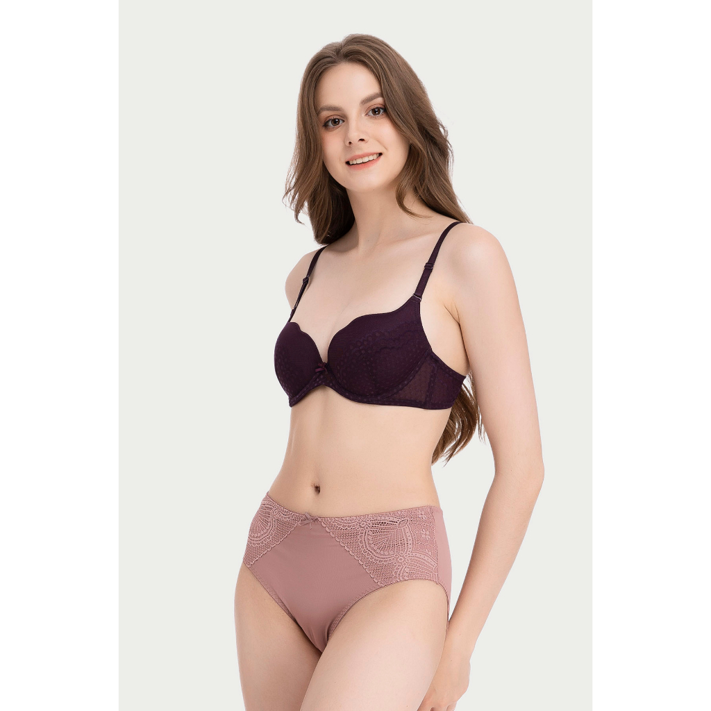 Quần lót Hikini nữ Misaki trơn phối ren dáng cơ bản M1014