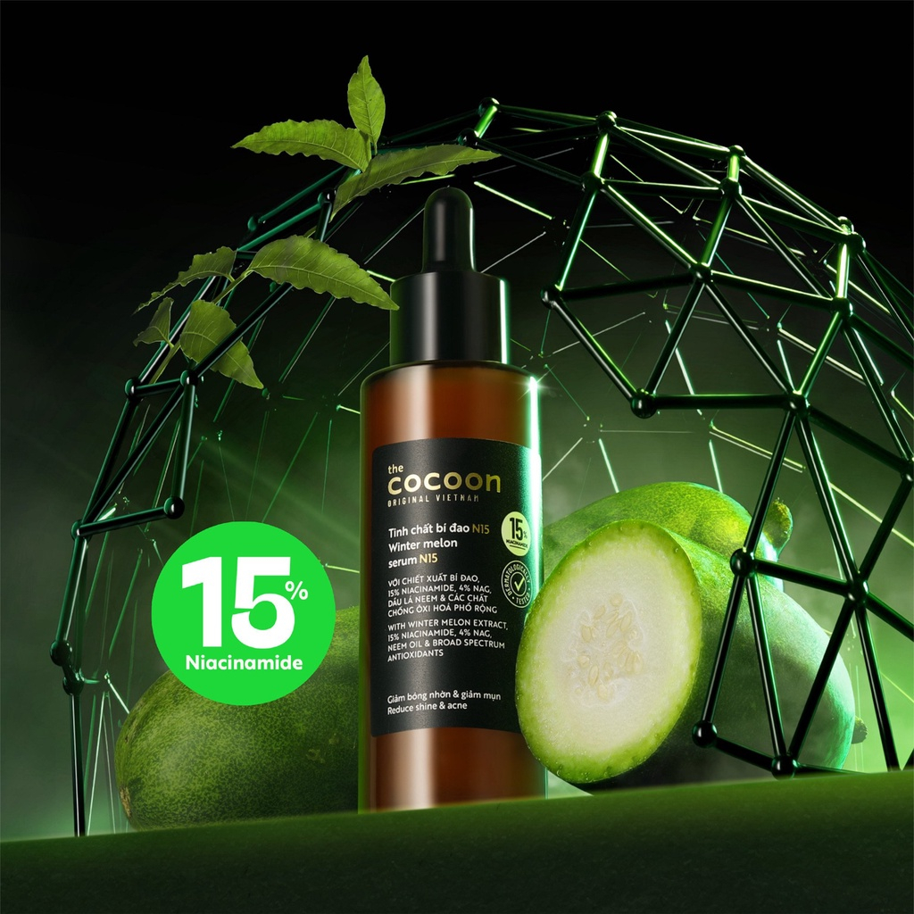 N15 - Serum tinh chất bí đao Cocoon 70ml 15% niacinamide giảm mụn - Cocoon Việt Nam Thuần Chay