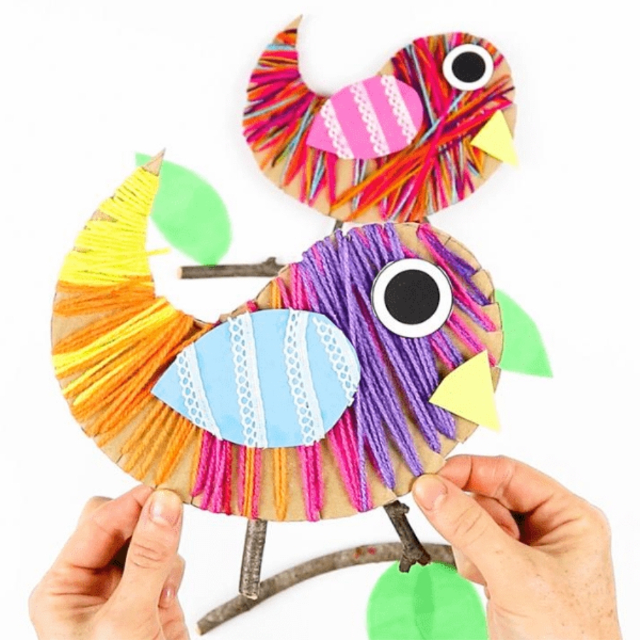 Dây len làm thủ công, hoạt động tạo hình sáng tạo cho bé, đồ chơi giáo dục sớm, làm đồ trang trí