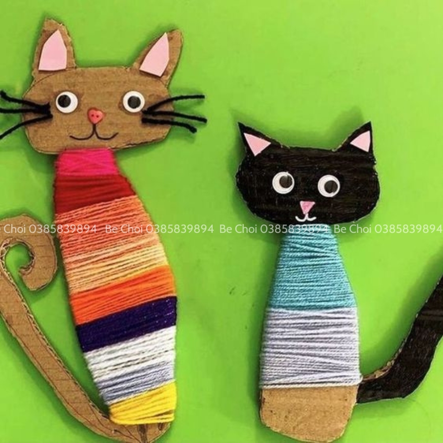 Dây len làm thủ công, hoạt động tạo hình sáng tạo cho bé, đồ chơi giáo dục sớm, làm đồ trang trí