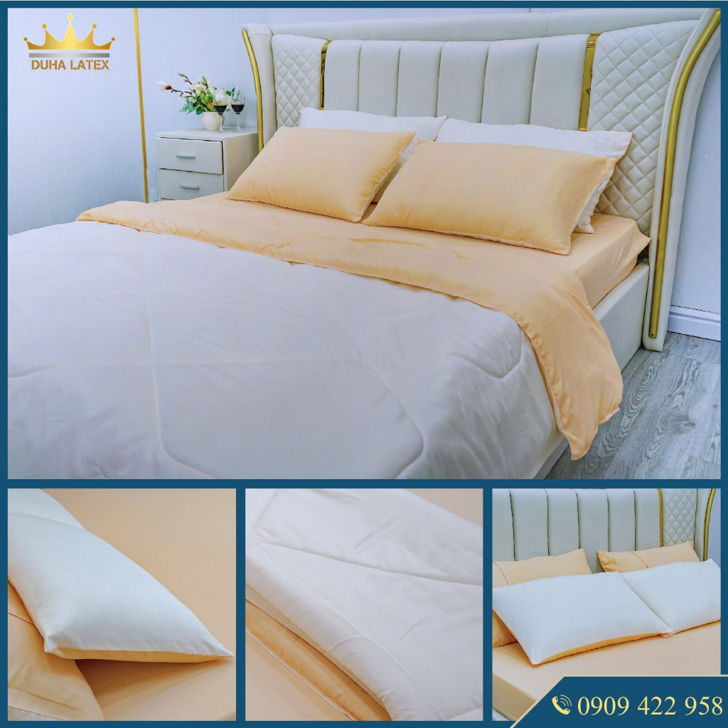 Bộ chăn ga gối 5 món Cotton Tici màu Kem  đầy đủ kích thước Duhalatexstore Al1-4