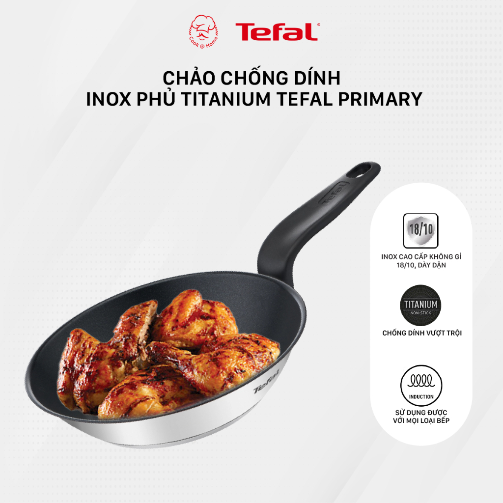 Chảo chống dính inox Tefal Primary kích thước 24cm dùng cho bếp từ - Bảo hành 2 năm