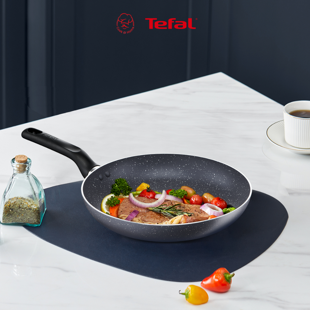 Chảo chống dính vân đá phủ Titanium Tefal Natura dùng cho bếp gas, hồng ngoại 20cm/24cm/28cm - Bảo hành 2 năm