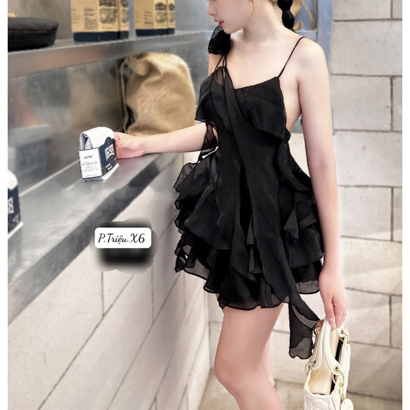 Đầm đi chơi hai dây tơ bèo hoa tiểu thư