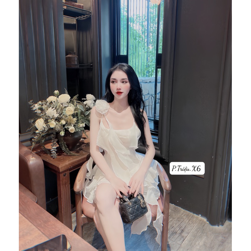 Đầm đi chơi hai dây tơ bèo hoa tiểu thư